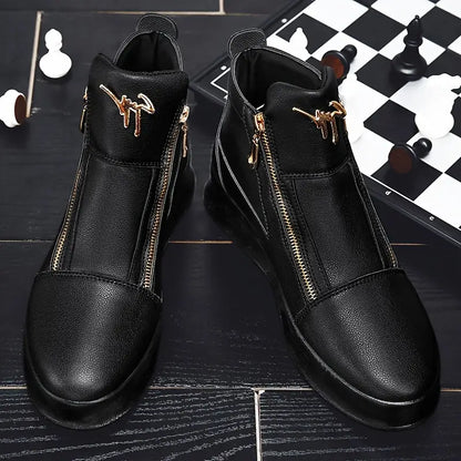 Luxe Zip Leather Sneakers